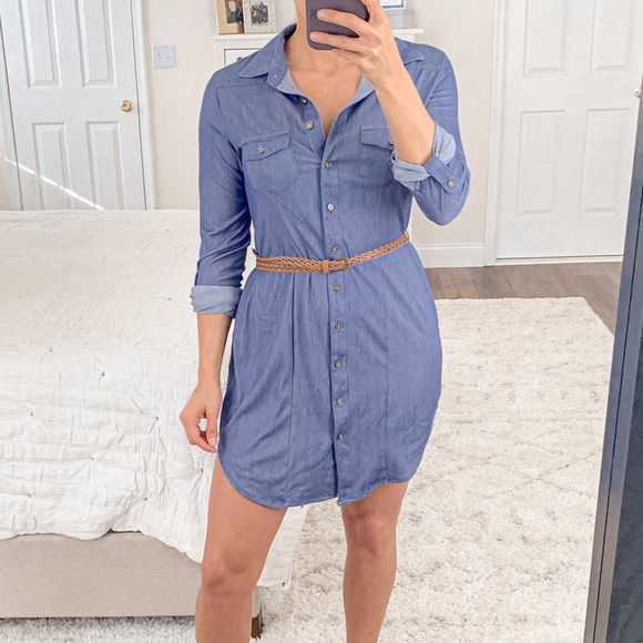 Colorful Denim Look Shirt Dress - Picture 1 of 3